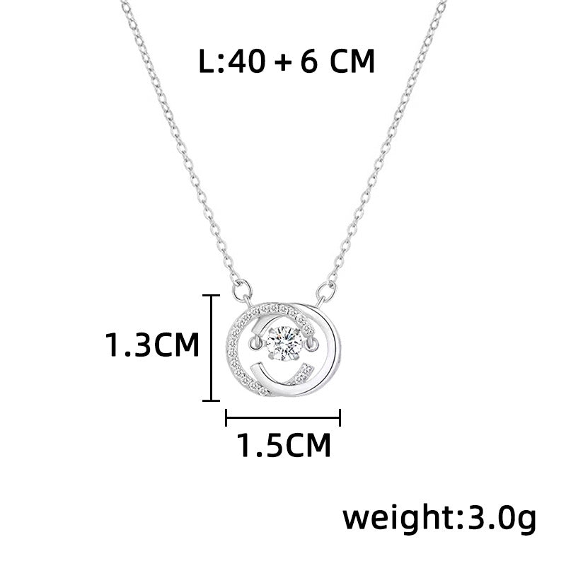 Silver Titanium Steel Diamond-encrusted Irregular-shaped Necklace
