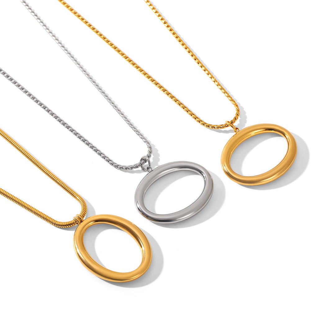 Necklace #3 Stainless Steel Openwork Oval Necklace