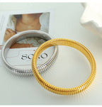 Fashion Gold Width 1.2cm (rim 6cm) Titanium Steel Elastic Snake Bone Bracelet