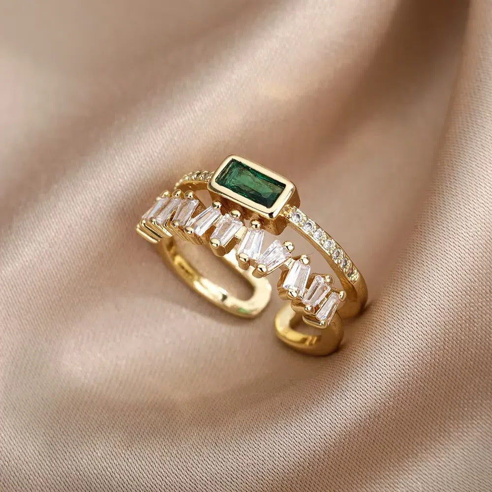 Ring 1# Stainless Steel Diamond Teardrop-shaped Square Irregular Ring