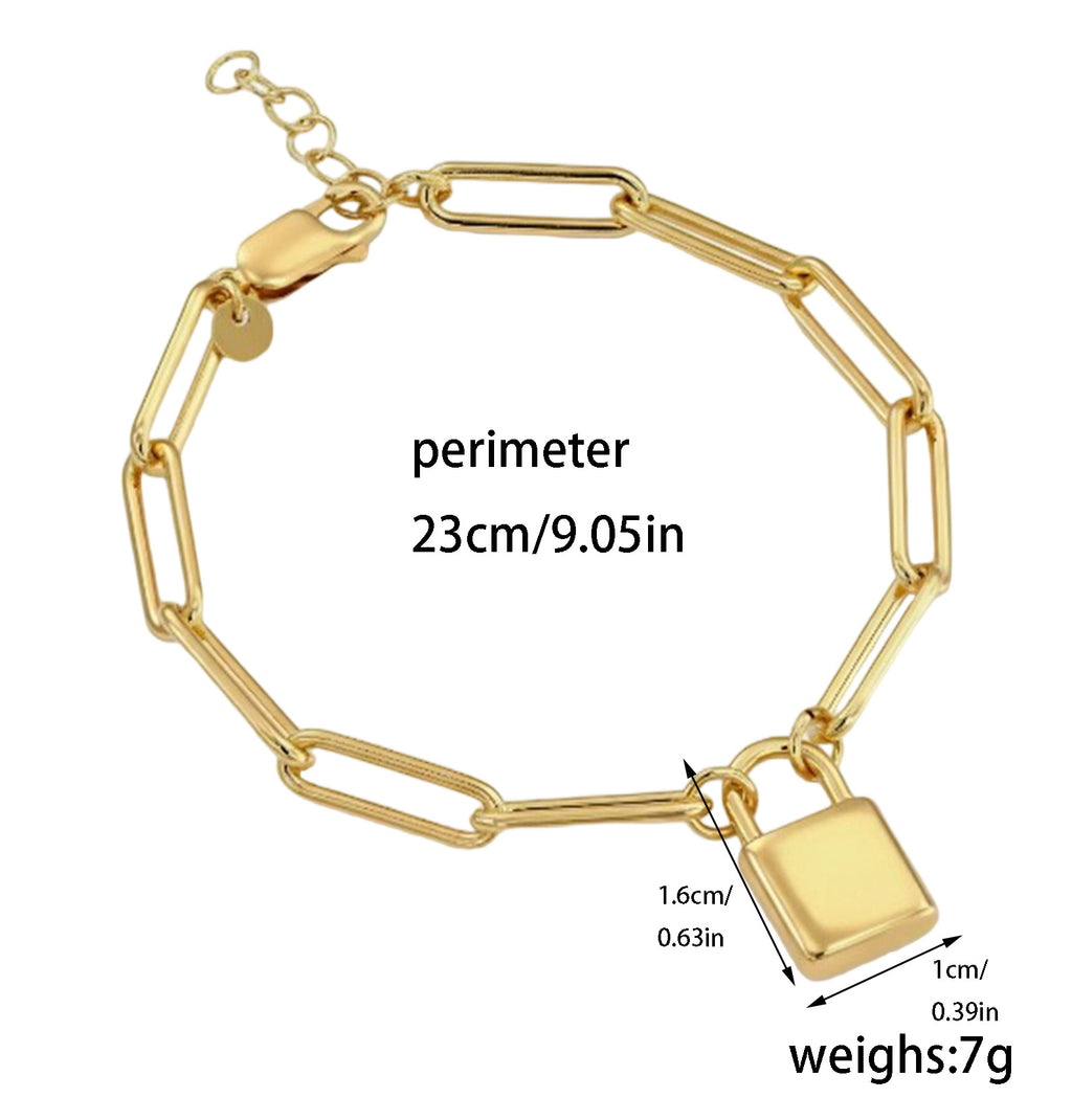 Small Lock Paper Clip Necklace Gold Stainless Steel Lock Necklace