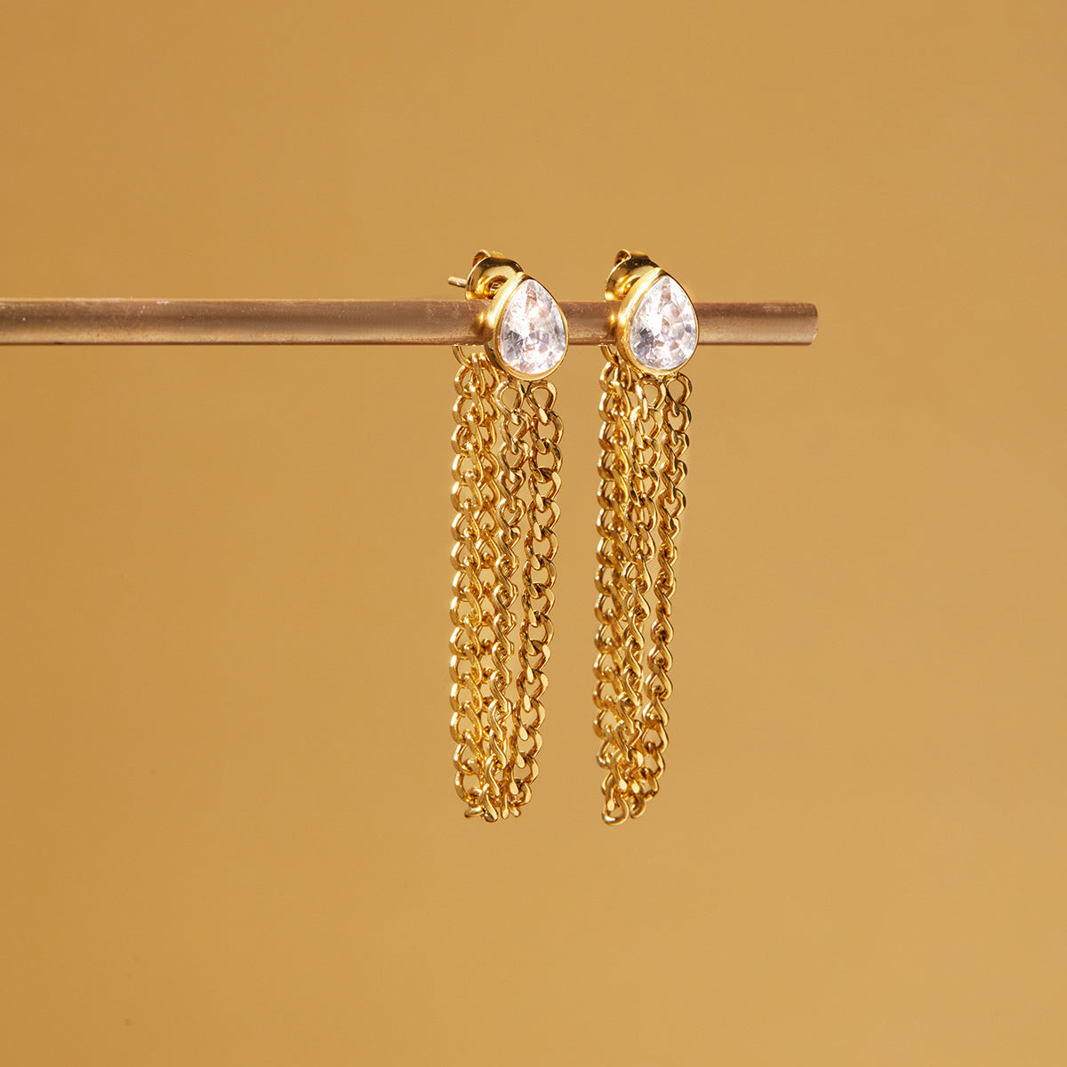 Earring Stainless Steel Diamond-encrusted Chain Earrings