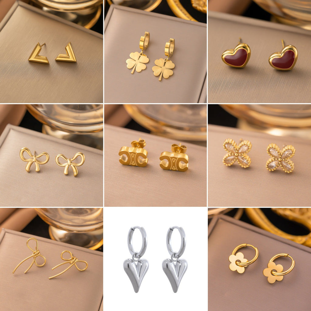 Gold Heart Earrings 304 Stainless Steel Heart Earrings