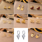 Steel Heart Hoop Earrings 304 Stainless Steel Heart Earrings