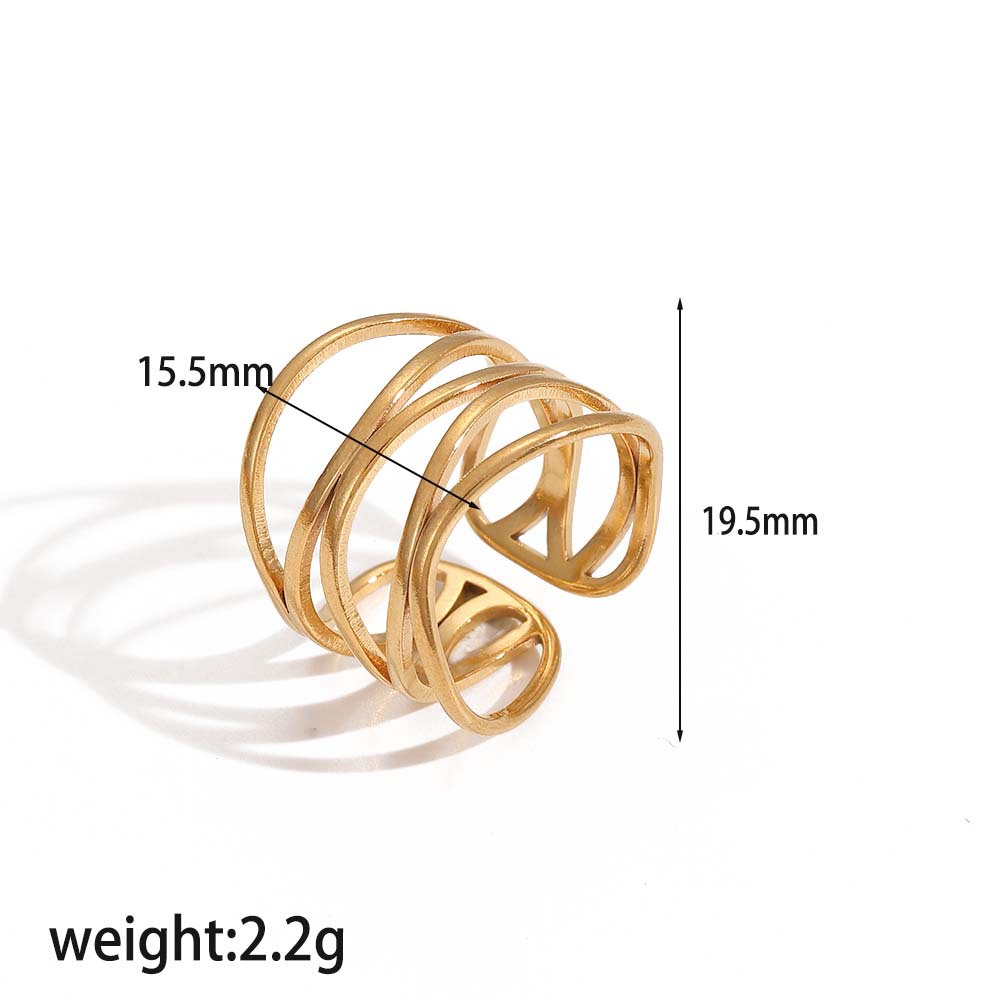 Ring 6# Stainless Steel Irregular Line Ring