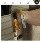 Fashion Gold Width 1.2cm (rim 6cm) Titanium Steel Elastic Snake Bone Bracelet