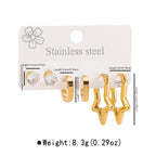 Love Stainless Steel Diamond Oval Five-pointed Star Heart Geometric Earrings Set