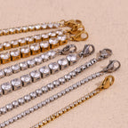 Fashion 5mm Zircon Chain Bracelet-gold Stainless Steel Gold Plated Zirconium Chain Bracelet