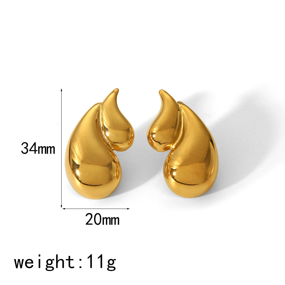 Fashion Silver Stainless Steel Double Layer Water Drop Earrings