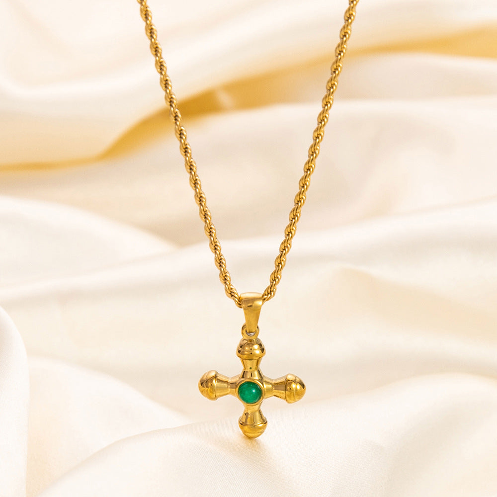 Gold Stainless Steel Cross Necklace