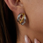 Earring #5 Stainless Steel Two-tone Irregular Shaped Earrings
