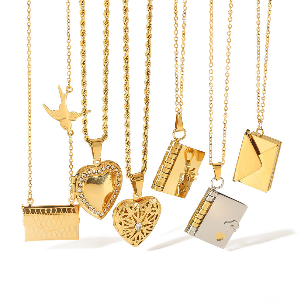 Fashion 3# Stainless Steel Diamond Love Necklace