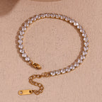 Fashion 5mm Zircon Chain Bracelet-gold Stainless Steel Gold Plated Zirconium Chain Bracelet