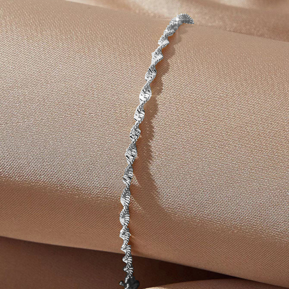 Silver Stainless Steel Gold-plated Water Wave Chain Bracelet