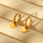 Gold Stainless Steel Heart-shaped Earrings