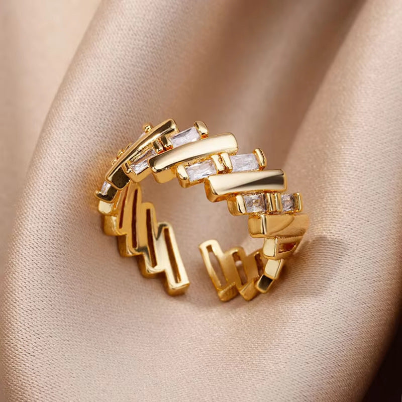 Ring 1# Stainless Steel Diamond Teardrop-shaped Square Irregular Ring
