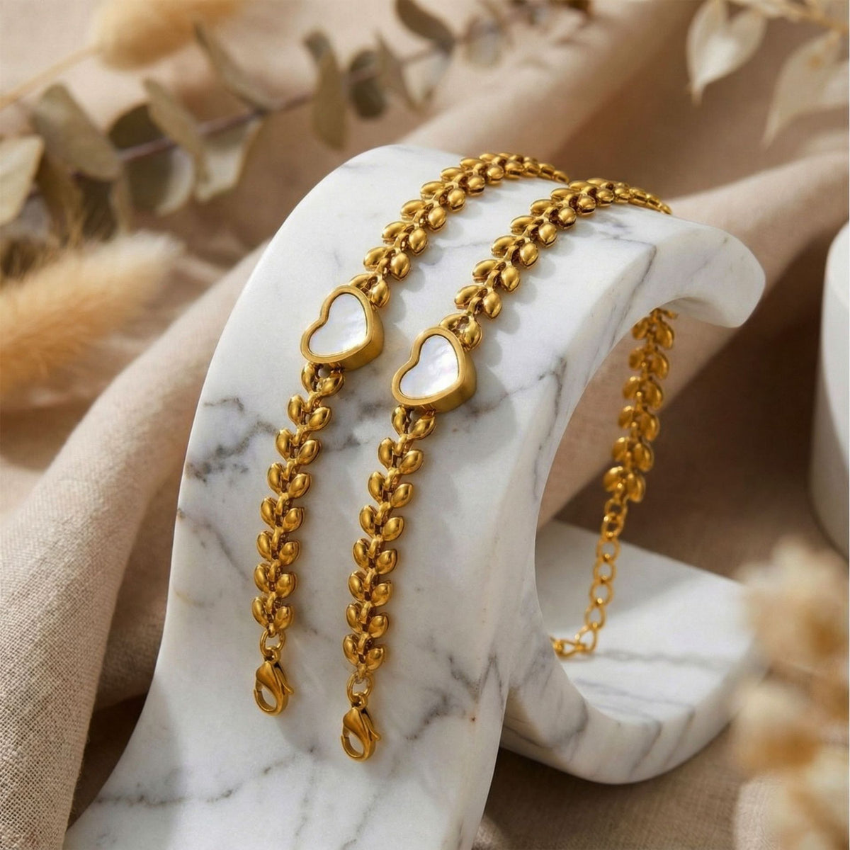 Gold Stainless Steel Heart Bracelet