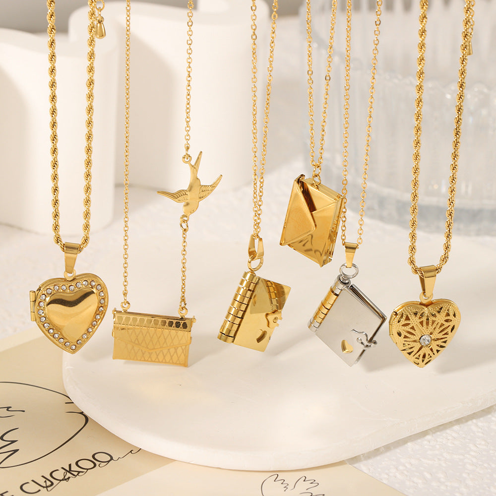 Fashion 2# Stainless Steel Diamond Love Necklace