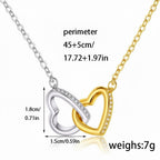 Gold And Silver #1 Stainless Steel Diamond-encrusted Heart Necklace