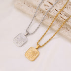 Golden Square Roses Stainless Steel Flower Necklace