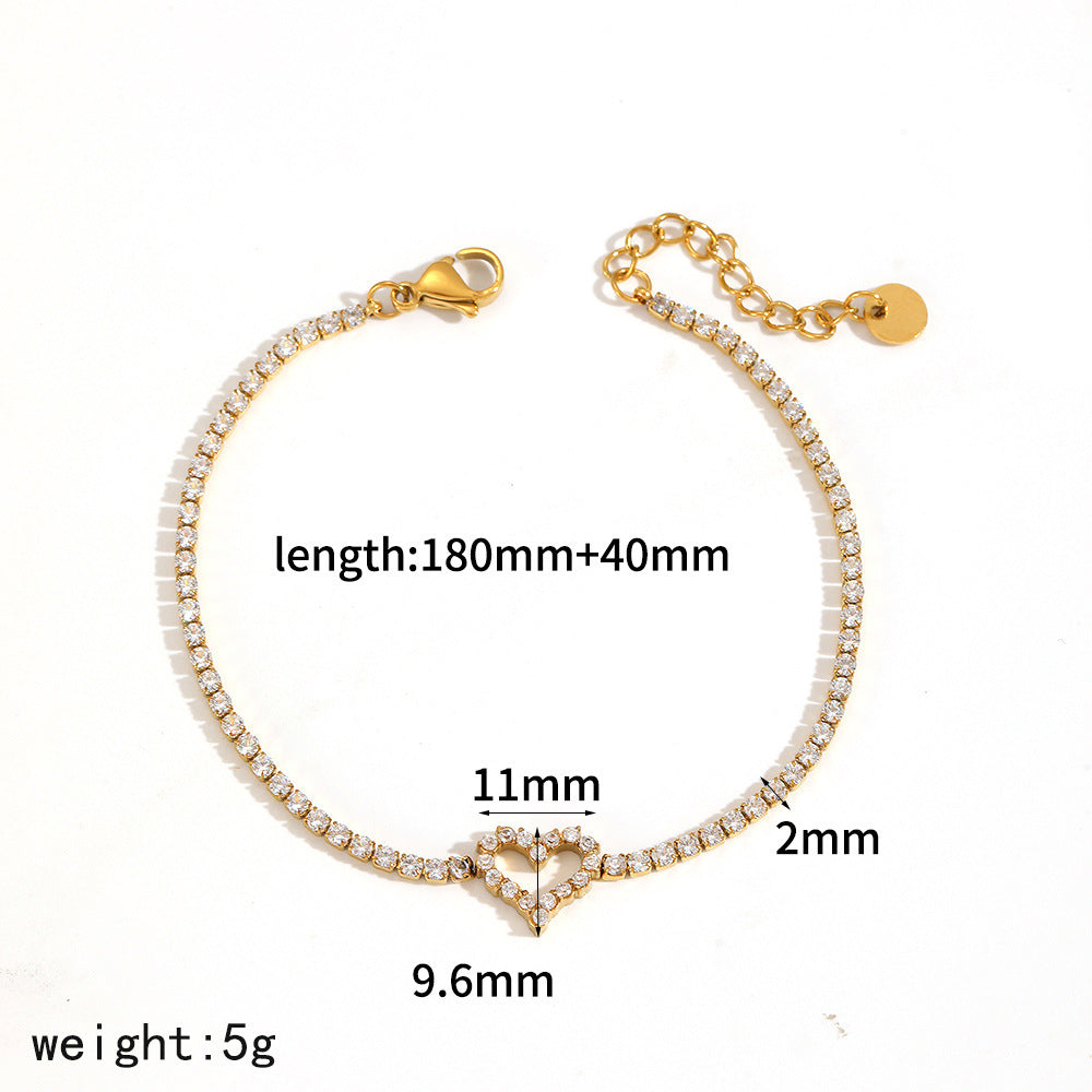 Bracelet 1# Stainless Steel Diamond Heart Bracelet