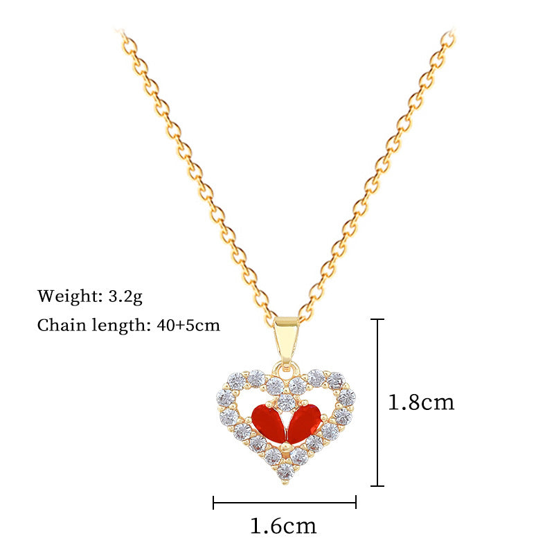 Necklace Stainless Steel Diamond-encrusted Heart Necklace