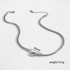 Gold Stainless Steel Snake Head Necklace