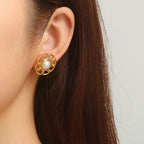 Earrings 2# Stainless Steel Diamond-studded Oval Heart Bow Drop-shaped Geometric Earrings