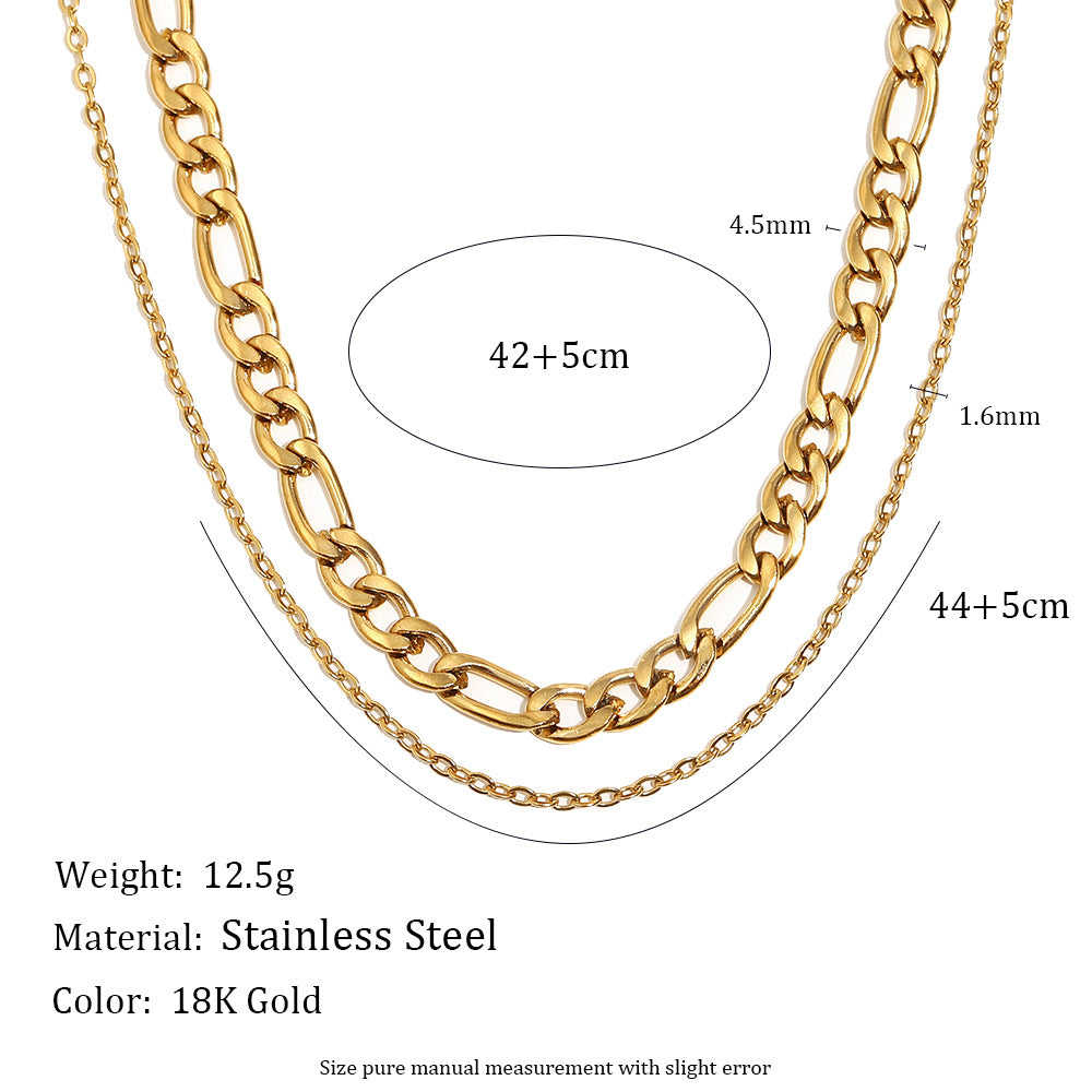 Double Layer Necklace-gold Stainless Steel Double Chain Necklace