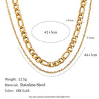 Double Layer Necklace-gold Stainless Steel Double Chain Necklace