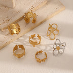 Ring 4# Stainless Steel Flower Ring