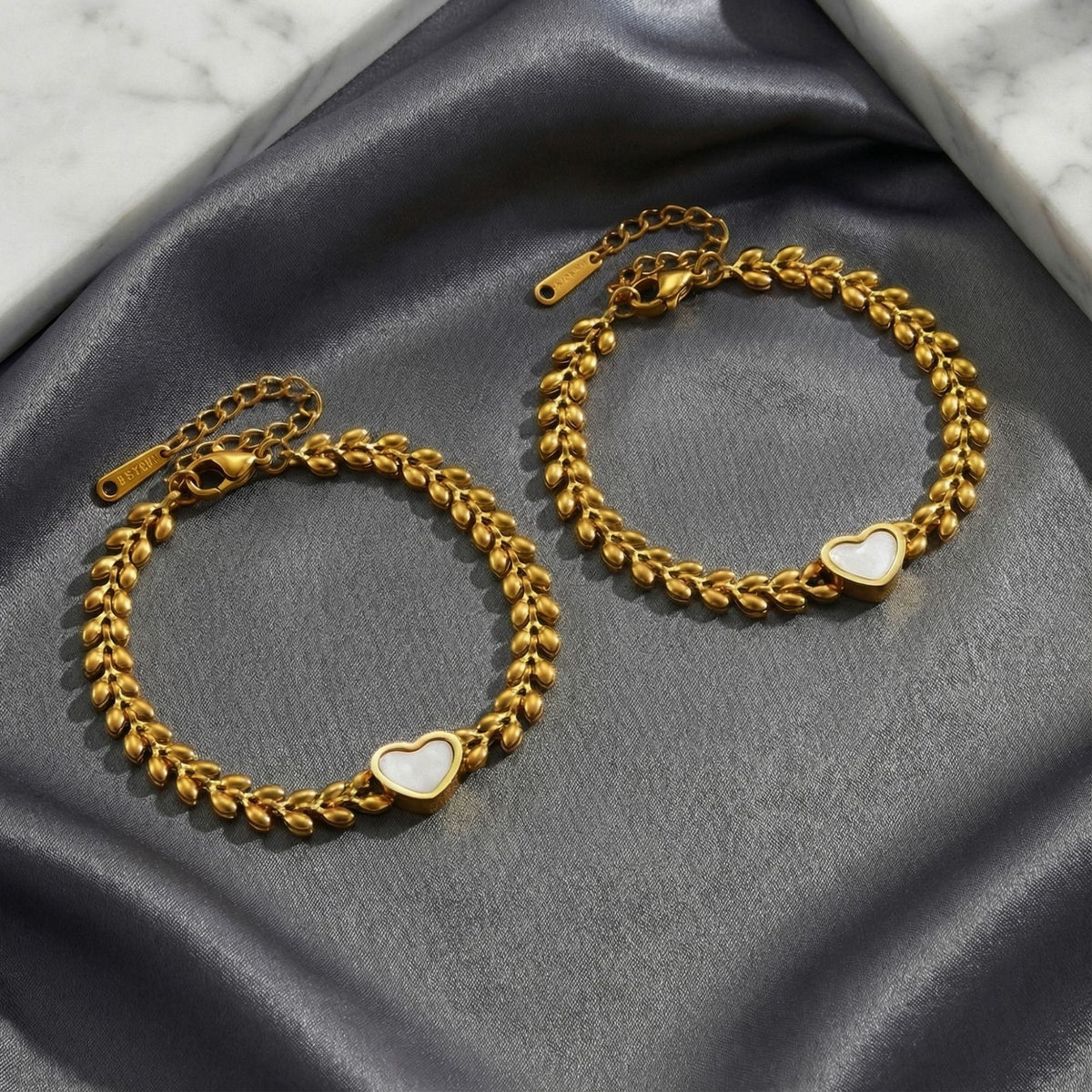 Gold Stainless Steel Heart Bracelet