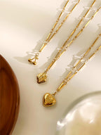 Golden Love Heart Stainless Steel Diamond Heart Necklace