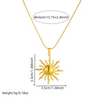 Gold Stainless Steel Sun Necklace