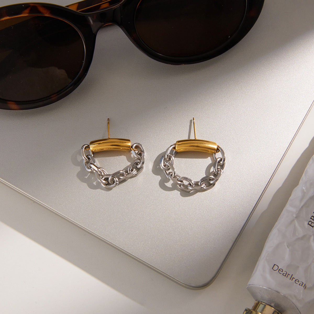 Gold Stainless Steel Chain Earrings
