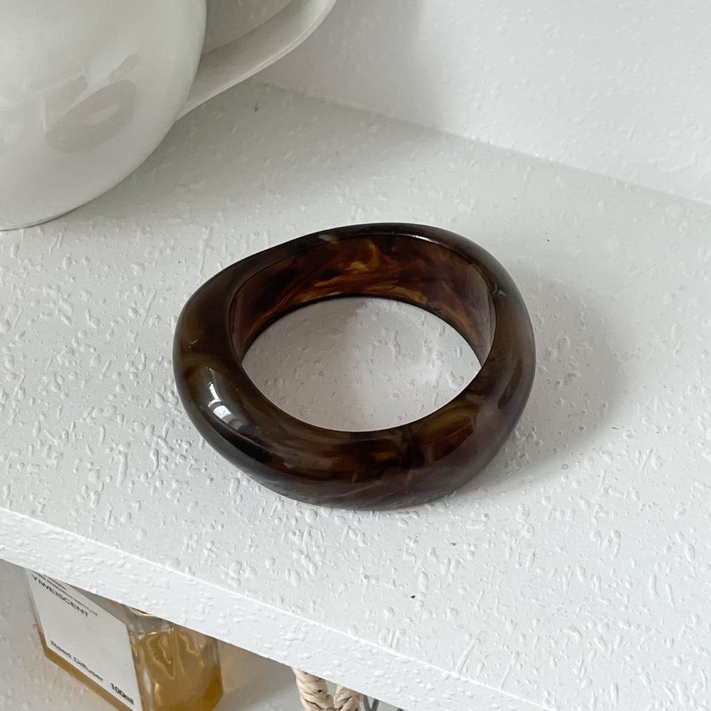 Dark Brown Brushed Irregular Resin Bracelet