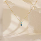 April + Transparency Titanium Steel Diamond-encrusted Teardrop Necklace
