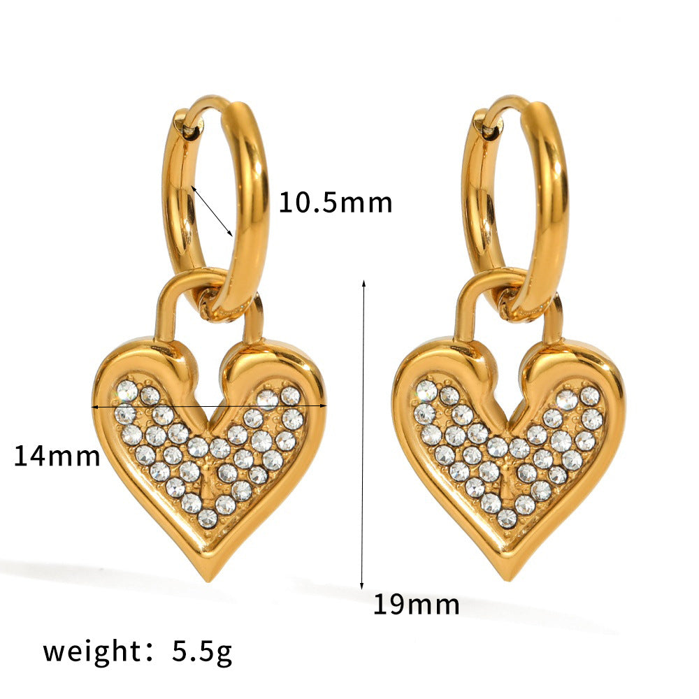 Earring #2 Stainless Steel Diamond-encrusted Round Hoop Earrings