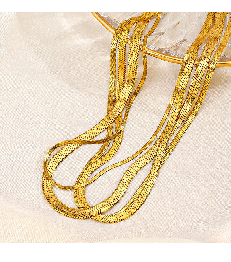 Steel 40+5cm-5mm Stainless Steel Snake Bone Chain Necklace