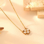 Gold Necklace Titanium Steel Diamond Petal Necklace
