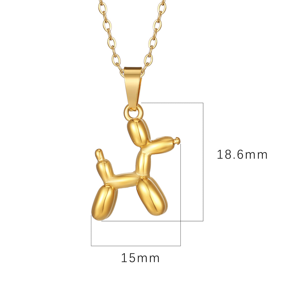 Fashion Gold Titanium Steel Balloon Dog Necklace