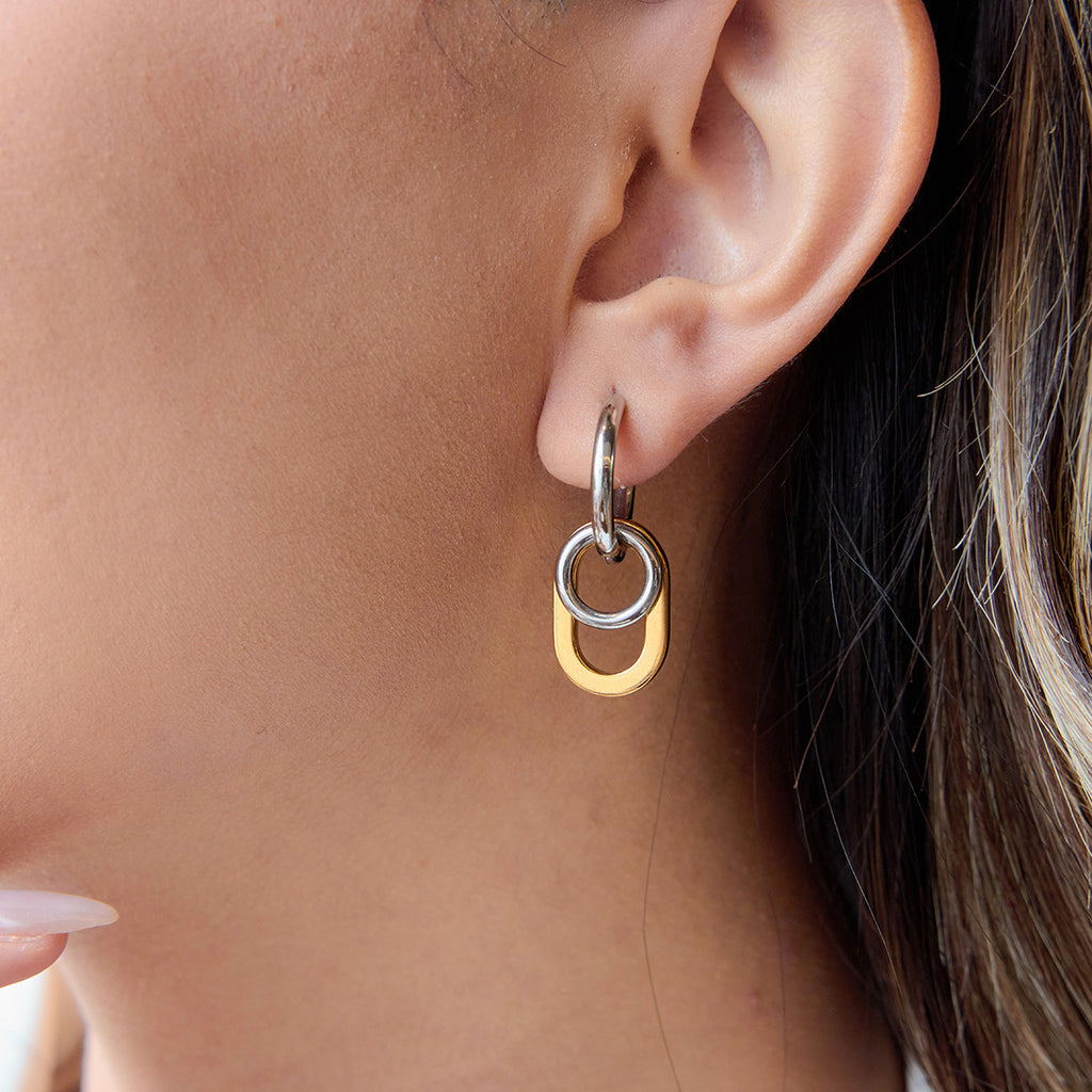 Earring #5 Stainless Steel Two-tone Irregular Shaped Earrings