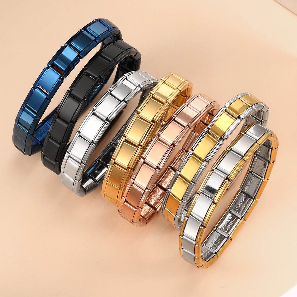 Fashion Steel Color (fine Quality) H002-1 Titanium Steel Square Spliced Module Bracelet