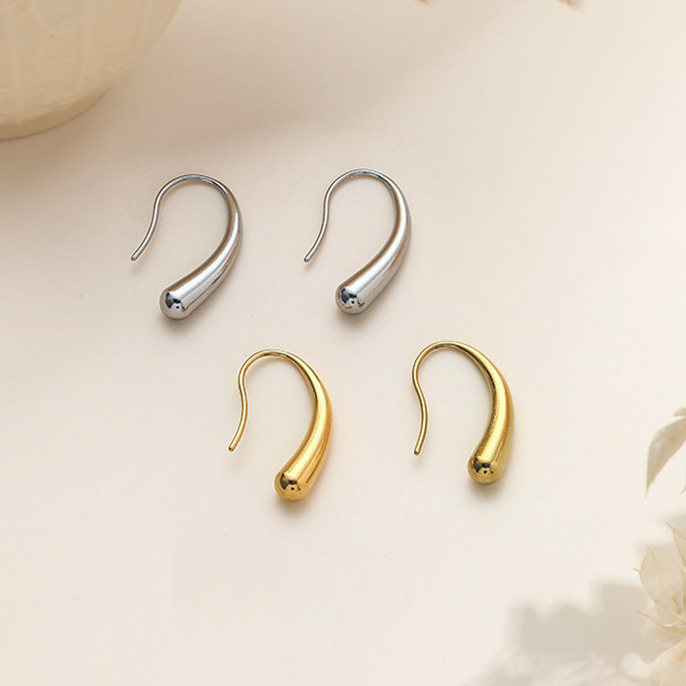 Steel Color Titanium Steel Teardrop-shaped Ear Hooks