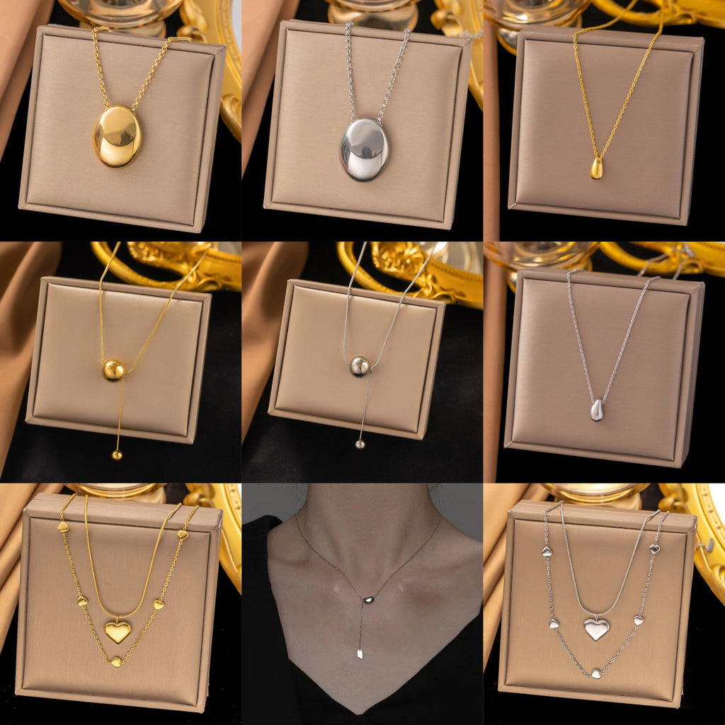 Golden Ray Heart Necklace Titanium Steel Heart Necklace