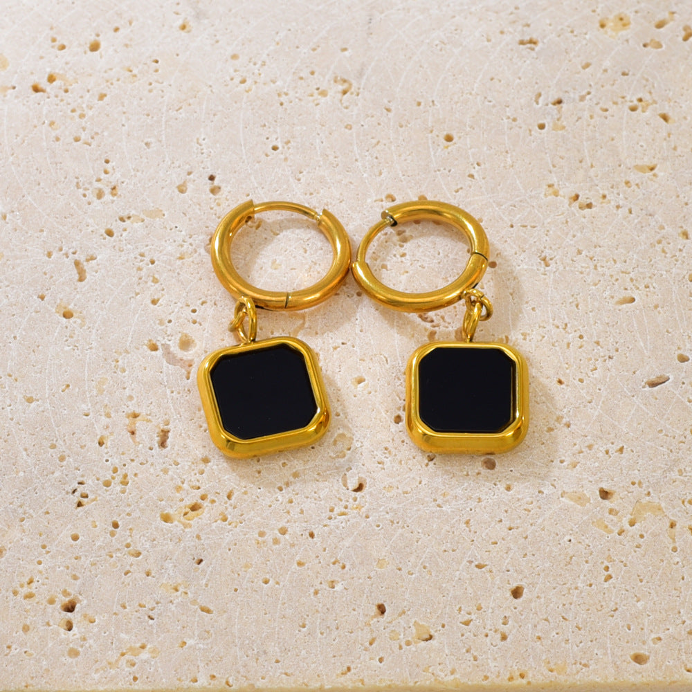 Gold Stainless Steel Square Hoop Earrings