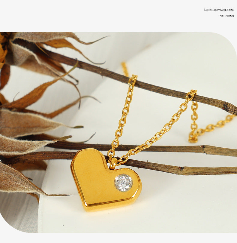 Fashion Square Titanium Steel Diamond Square Necklace