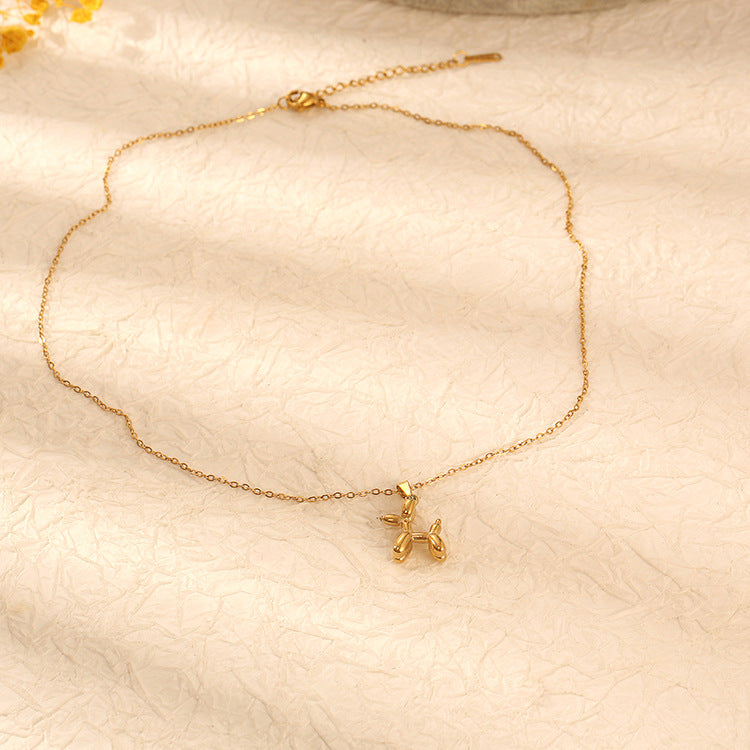Fashion Silver Titanium Steel Balloon Dog Necklace