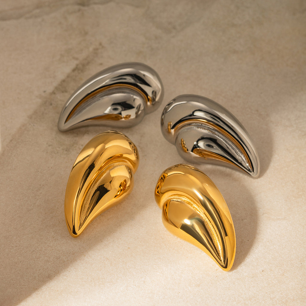 Fashion Gold Stainless Steel Stitched Love Earrings