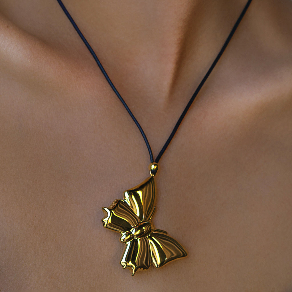 Gold Stainless Steel Butterfly Necklace